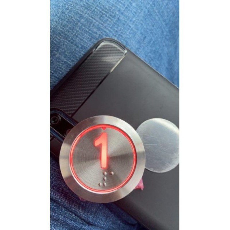 Round button - silver - red - 12 volts